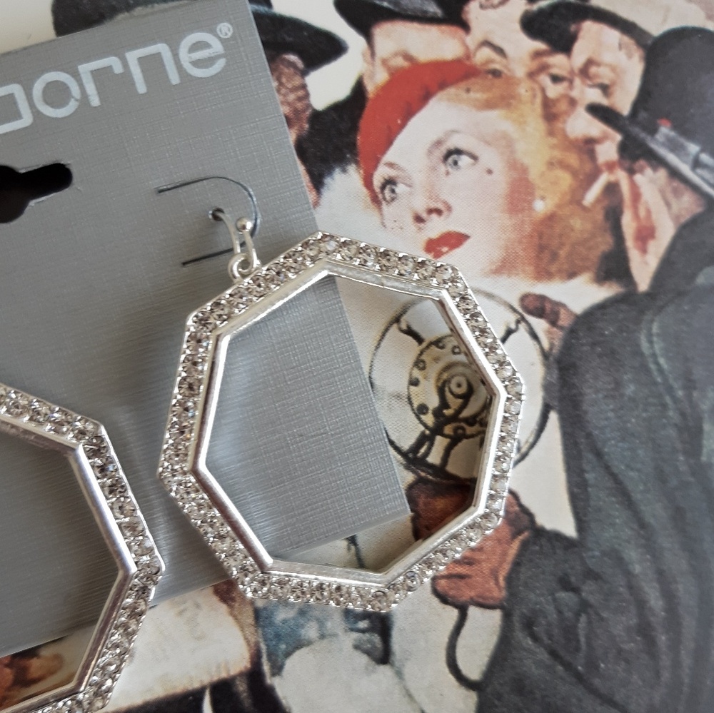 Liz Claiborne Crystal Octogon Hoop Earring